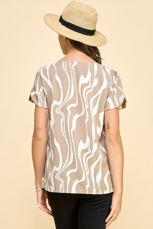 Taupe Animal Print Top Apex Ethical Boutique