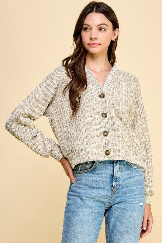Taupe Button Up Cardigan Apex Ethical Boutique