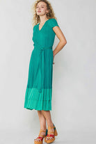 Teal Pleated Dress Apex Ethical Boutique