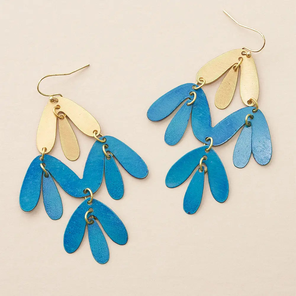 Teal & Gold Petal Earrings Apex Ethical Boutique