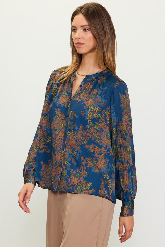 Teal/Mustard Floral Top Apex Ethical Boutique
