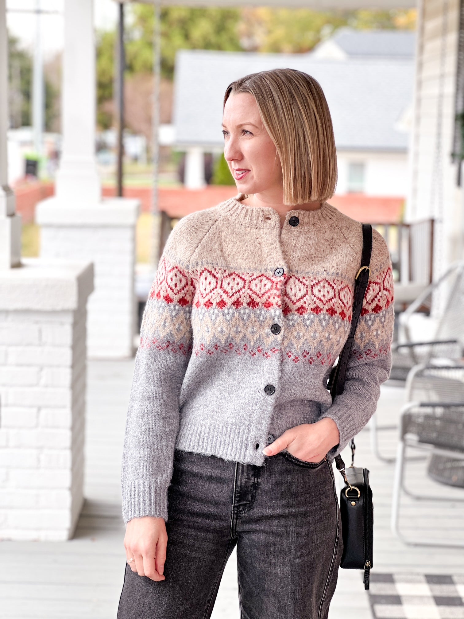 long sleeve cardigan with winter design