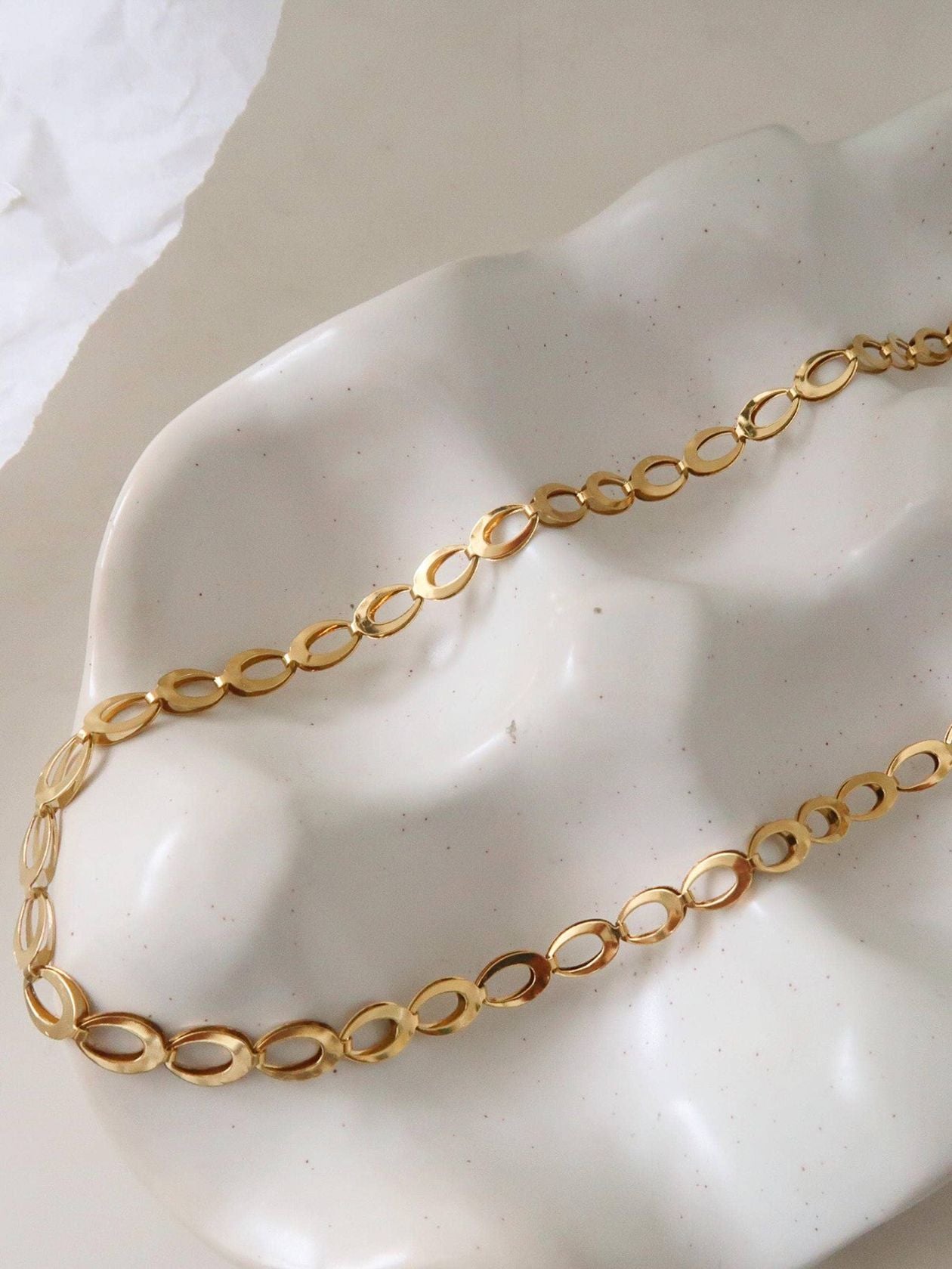 Gold Oval Link Chain Necklace
