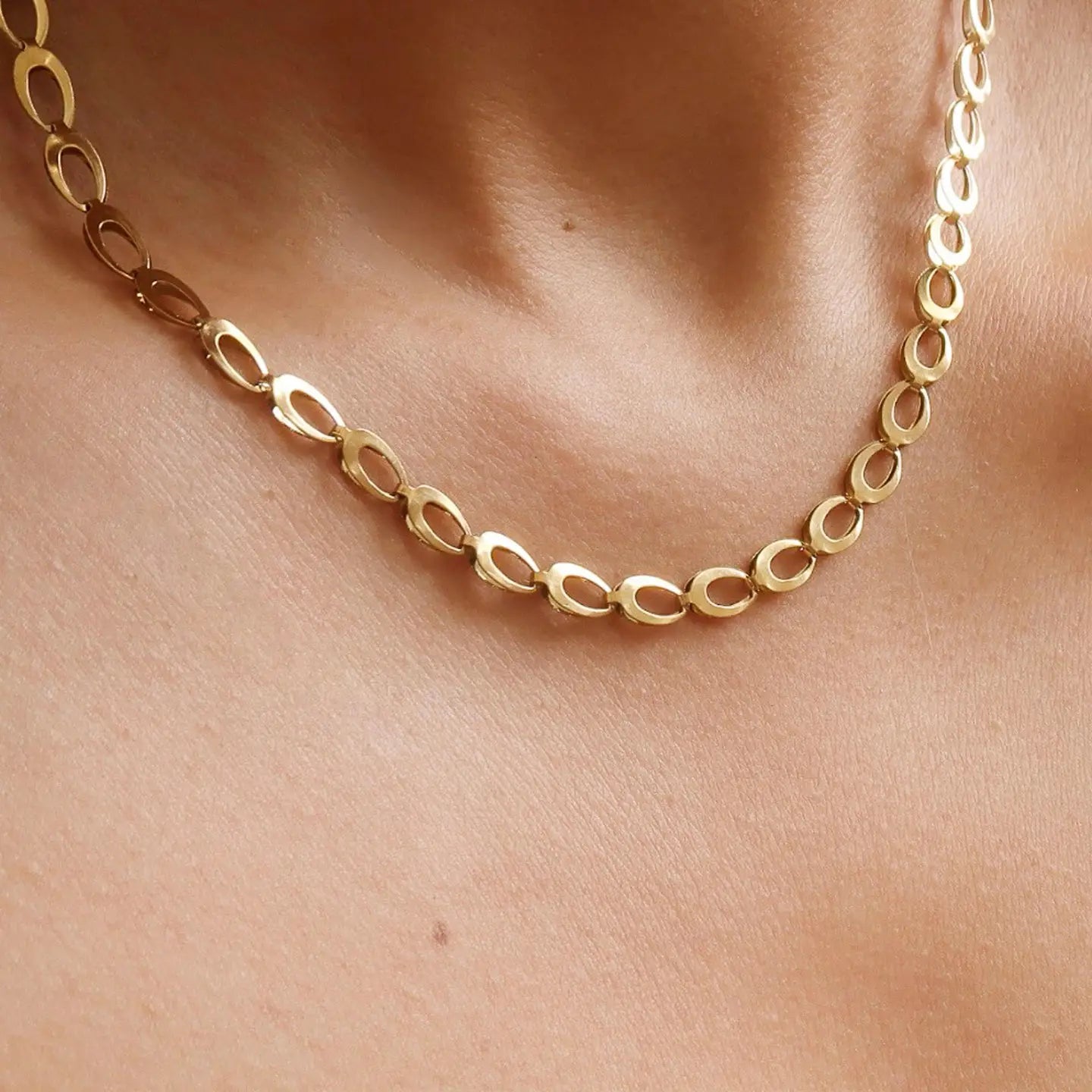 Gold Oval Link Chain Necklace