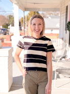 black and white striped tee