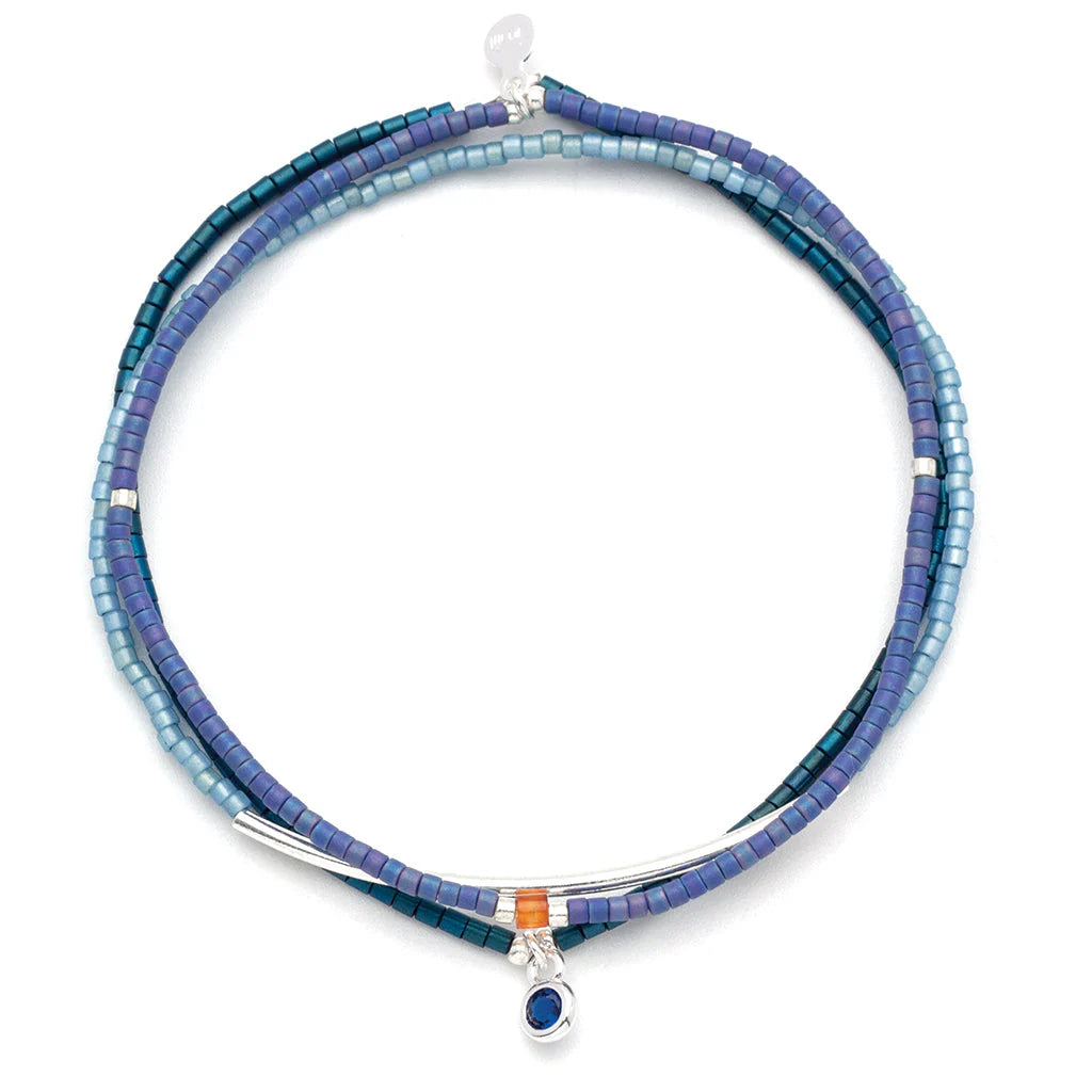 Tonal Chromacolor Miyuki Bracelet Trio, Cobalt/Silver