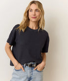 Black Short Sleeve Cropped Tee