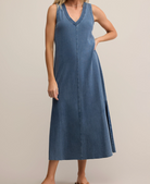 Vintage Indigo Sleeveless Midi Dress
