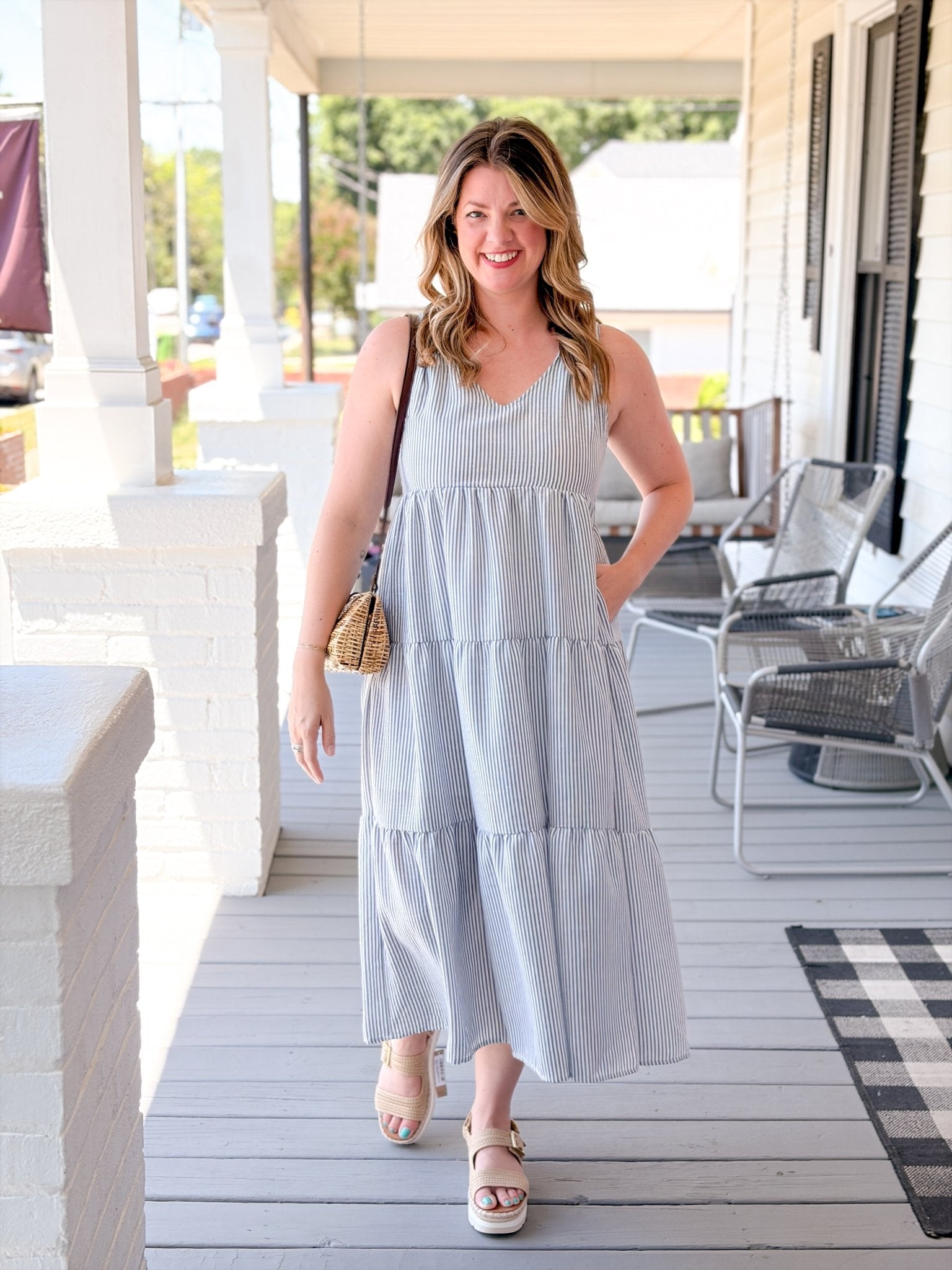 Rose & Lee Co Vivienne Dress, Blue/White Stripe Casual Dresses