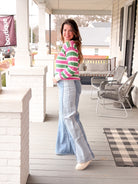 Two Tone Mid Rise Jeans