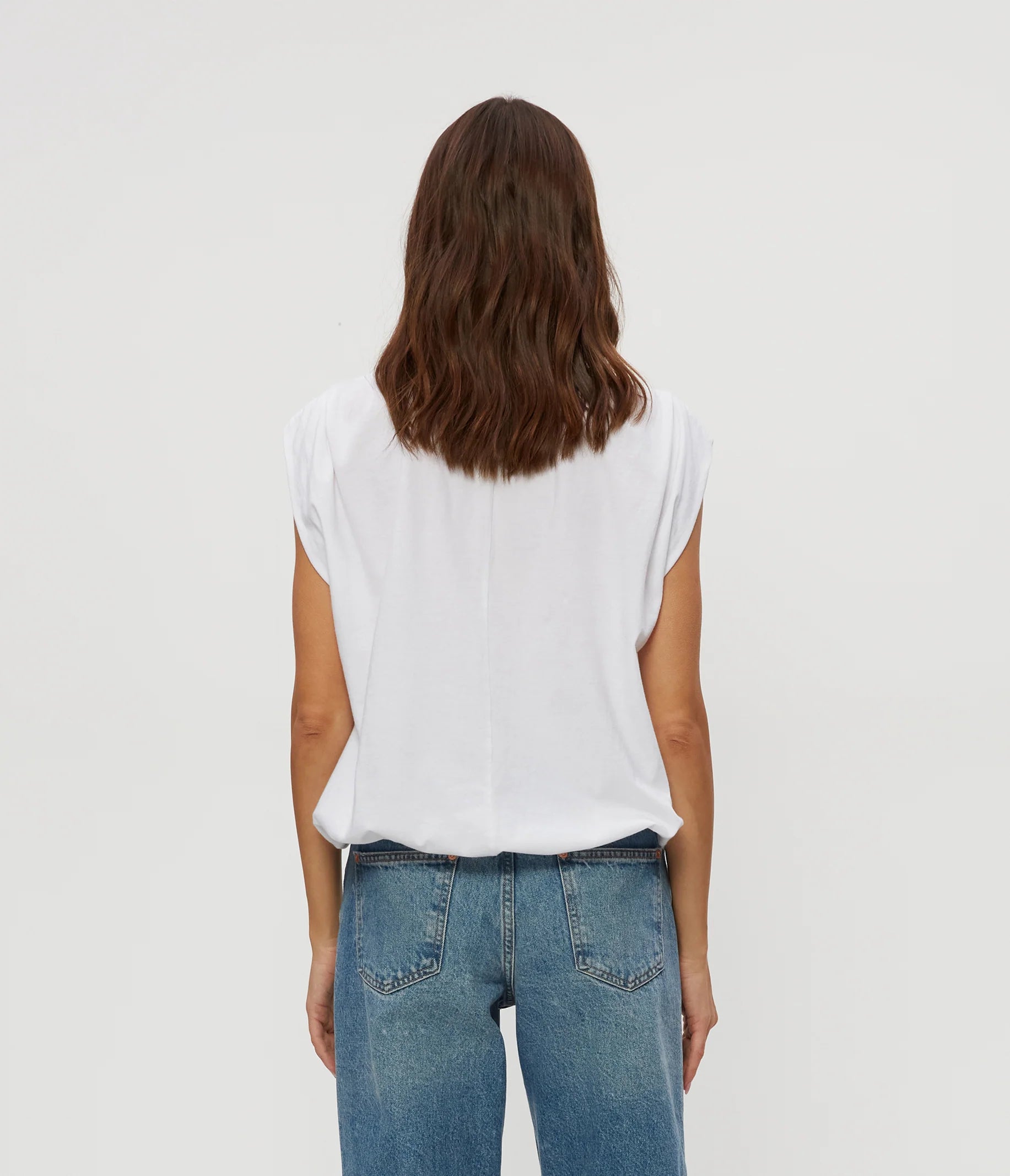 White Jersey Bubble Short Sleeve Top