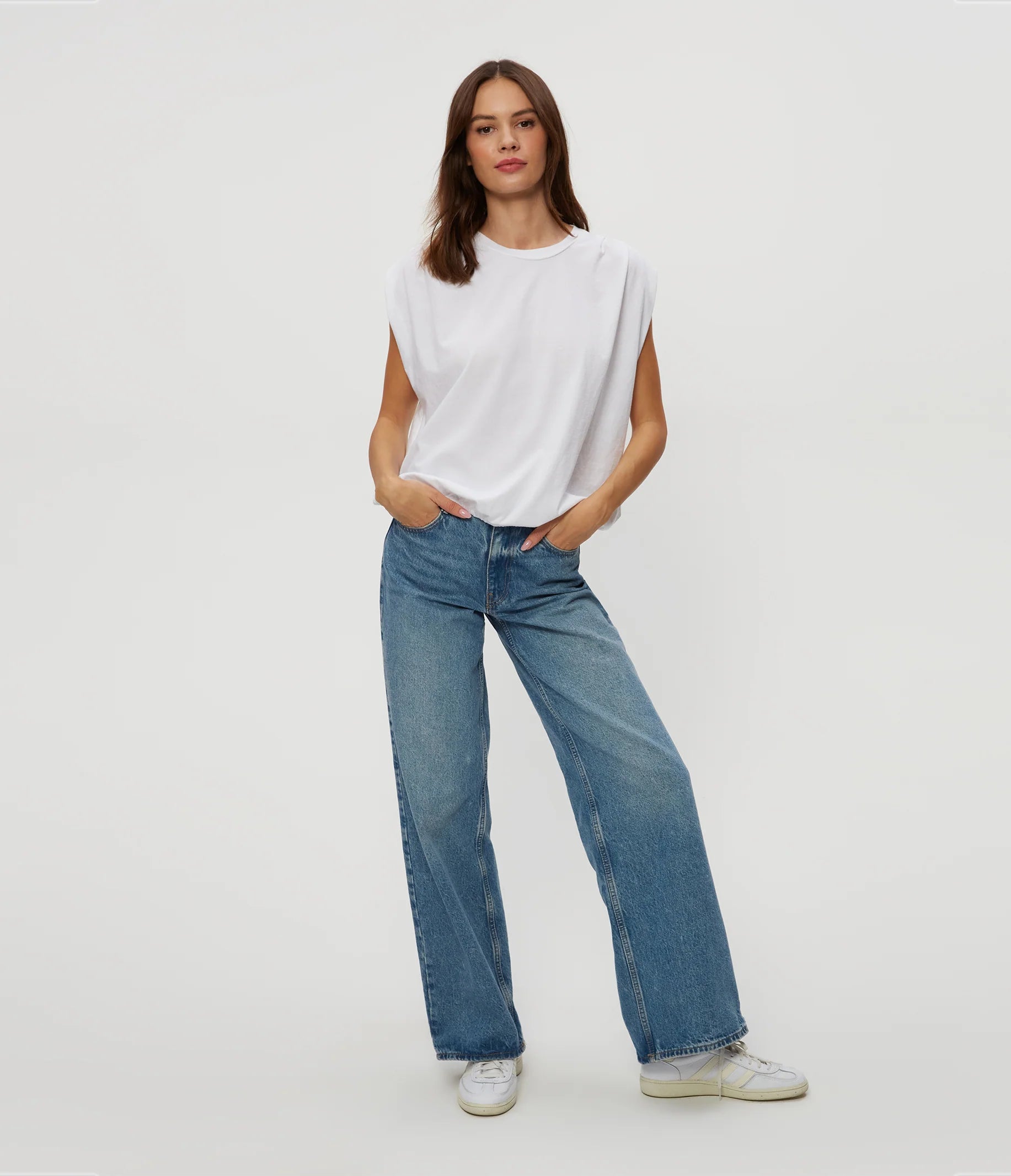 White Jersey Bubble Short Sleeve Top