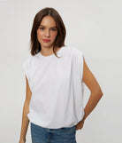 White Jersey Bubble Short Sleeve Top