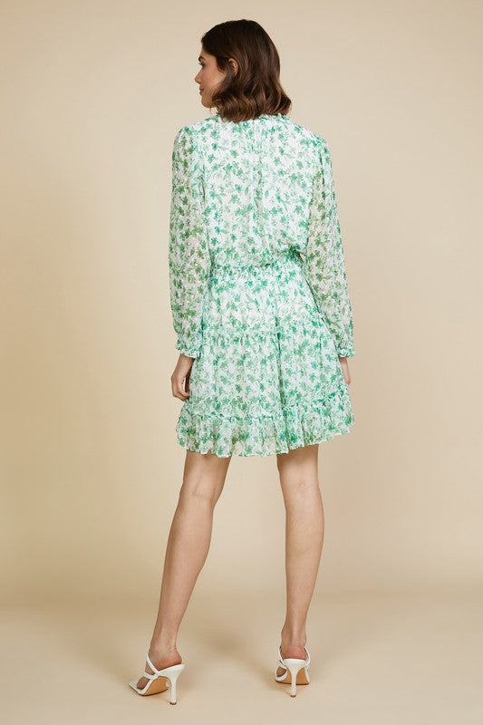 White/Kelly Green Floral Dress Apex Ethical Boutique
