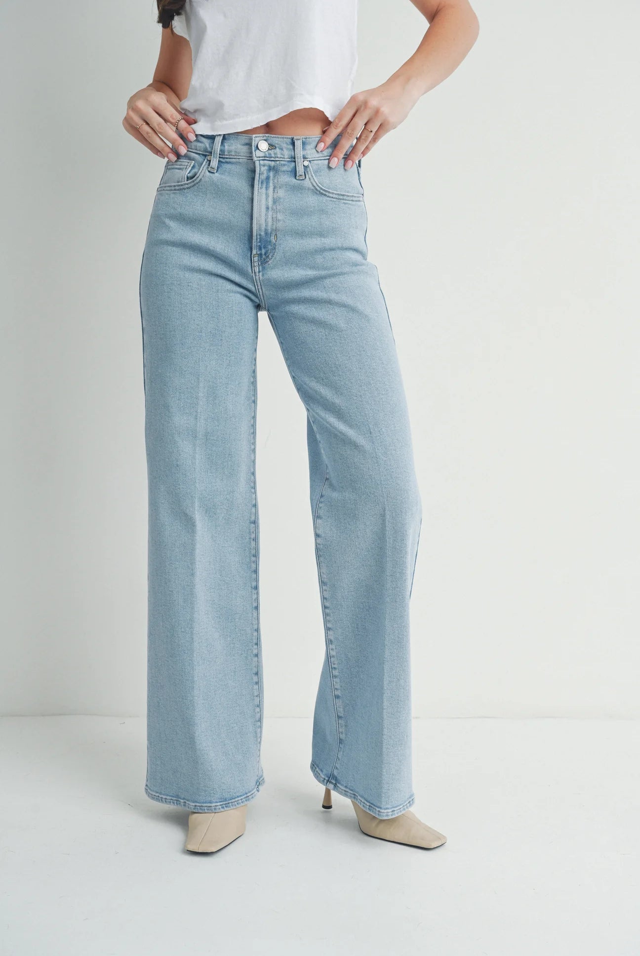 Wide Leg Light Denim Jeans Apex Ethical Boutique