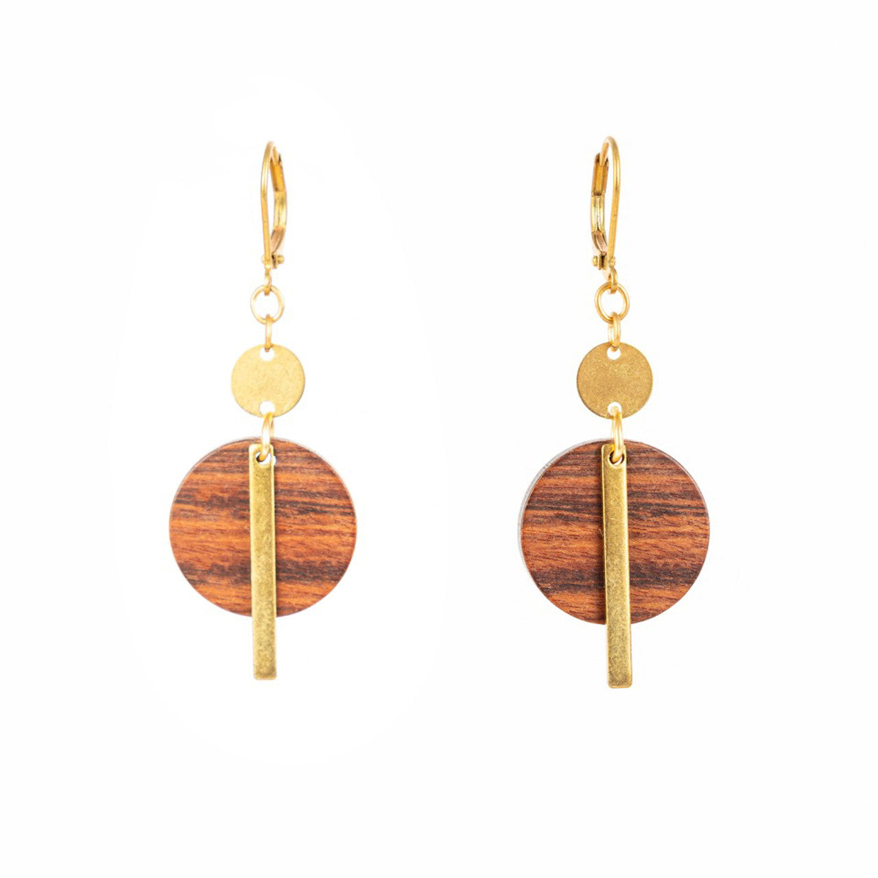 Wood and Brass Earrings Apex Ethical Boutique