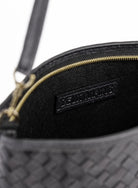 Black Woven Leather Shoulder Bag