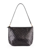 Black Woven Leather Shoulder Bag