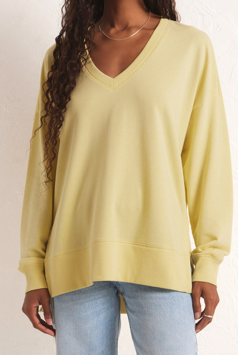 Yellow V-Neck Sweatshirt Apex Ethical Boutique