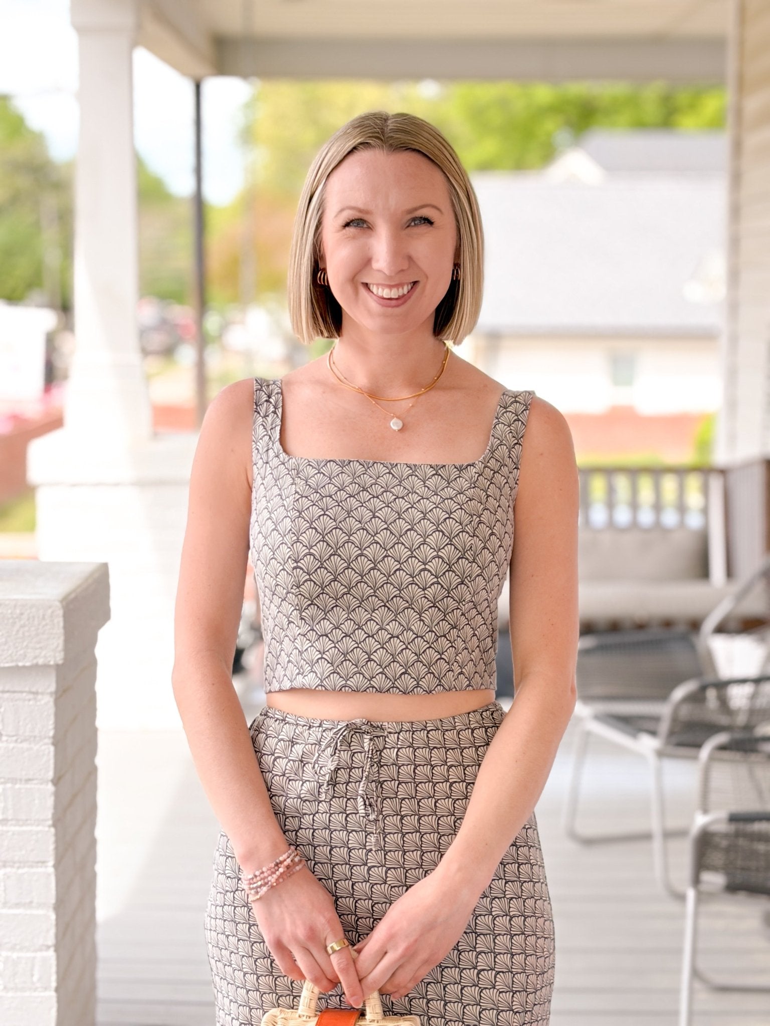 Rose & Lee Co Zoe Hemp Tank, Navy Seashell by Marine Layer Tanks