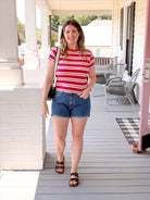 Rose & Lee Co Zuma Tee, Scarlet Stripe short sleeve