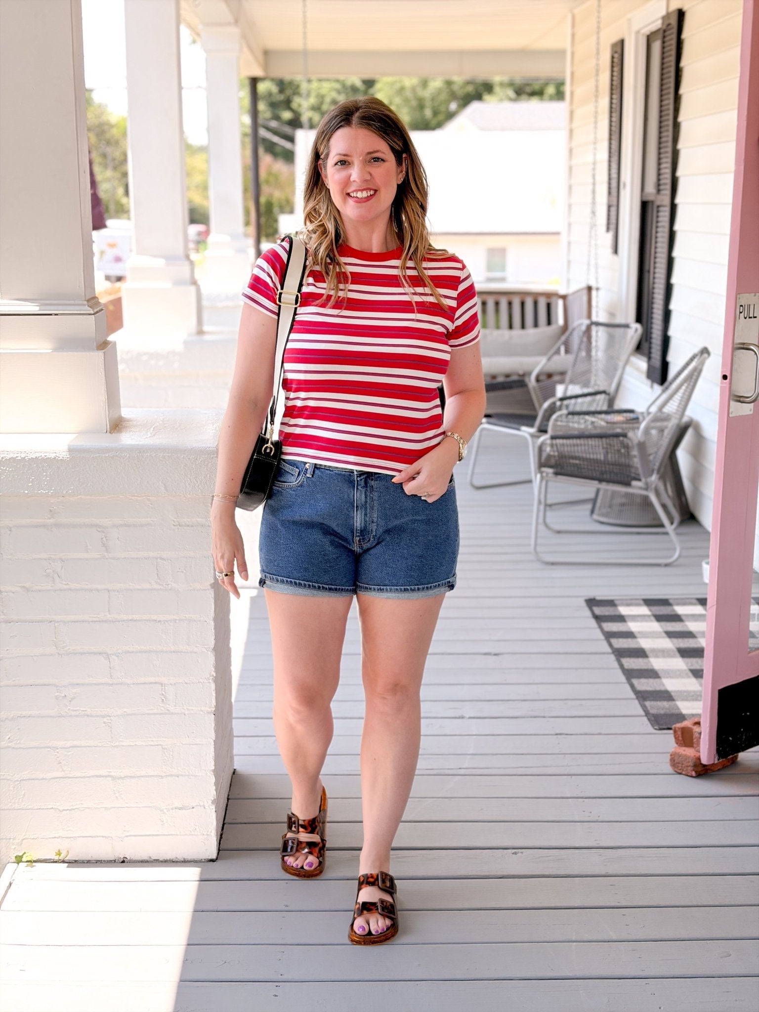 Rose & Lee Co Zuma Tee, Scarlet Stripe short sleeve