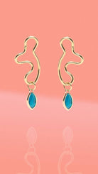Rose & Lee Co Abstract Glass Charm Wiggle Hoops, Blue Earrings