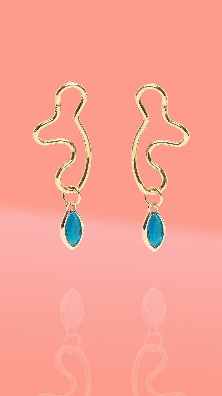 Rose & Lee Co Abstract Glass Charm Wiggle Hoops, Blue Earrings