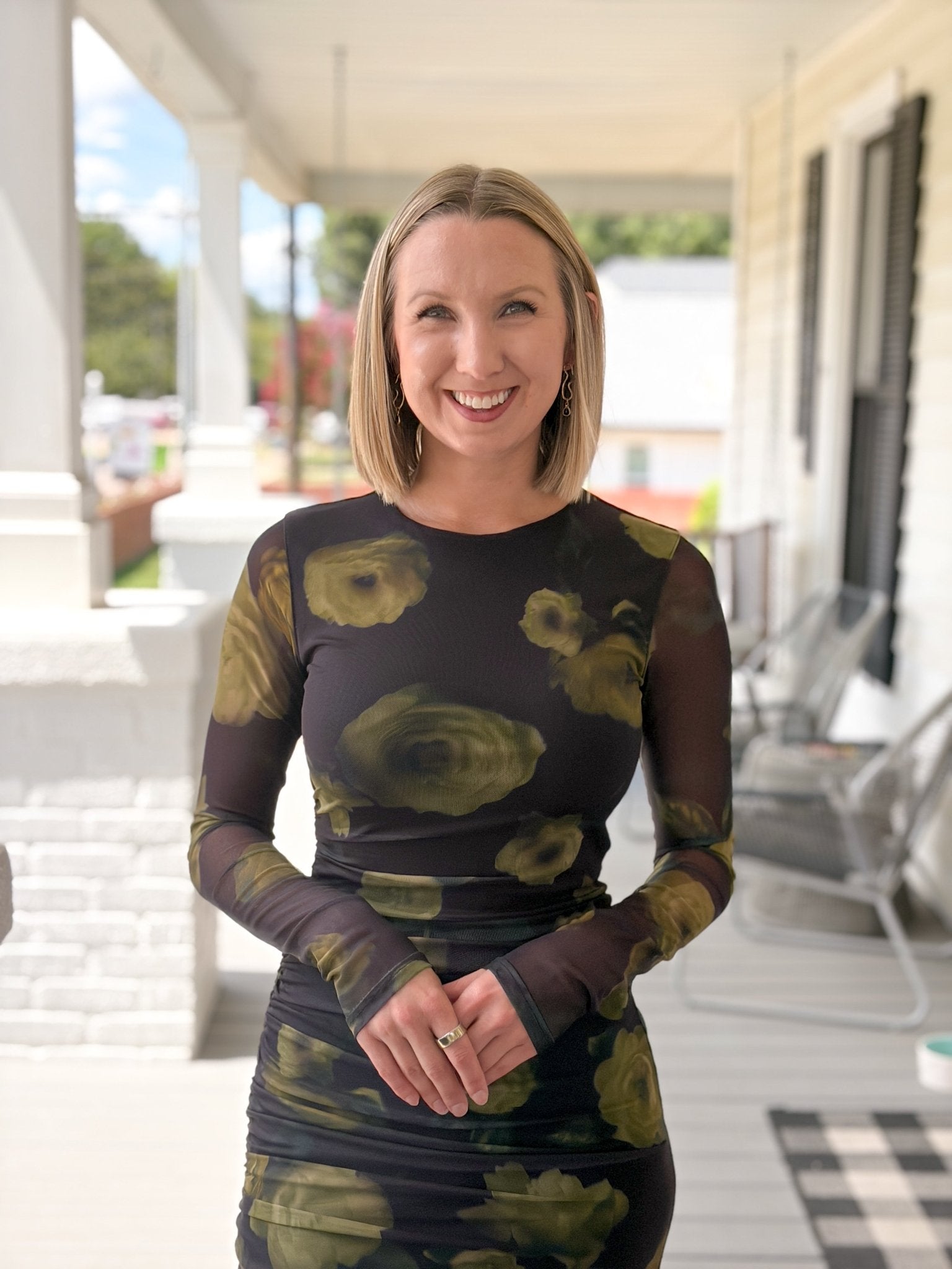 Rose & Lee Co Addy Dress, Black Floral Event Dress
