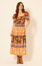 Maxi Length Colorful Printed Short Sleeve Dress