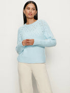Openwork Knitted Blue Sweater