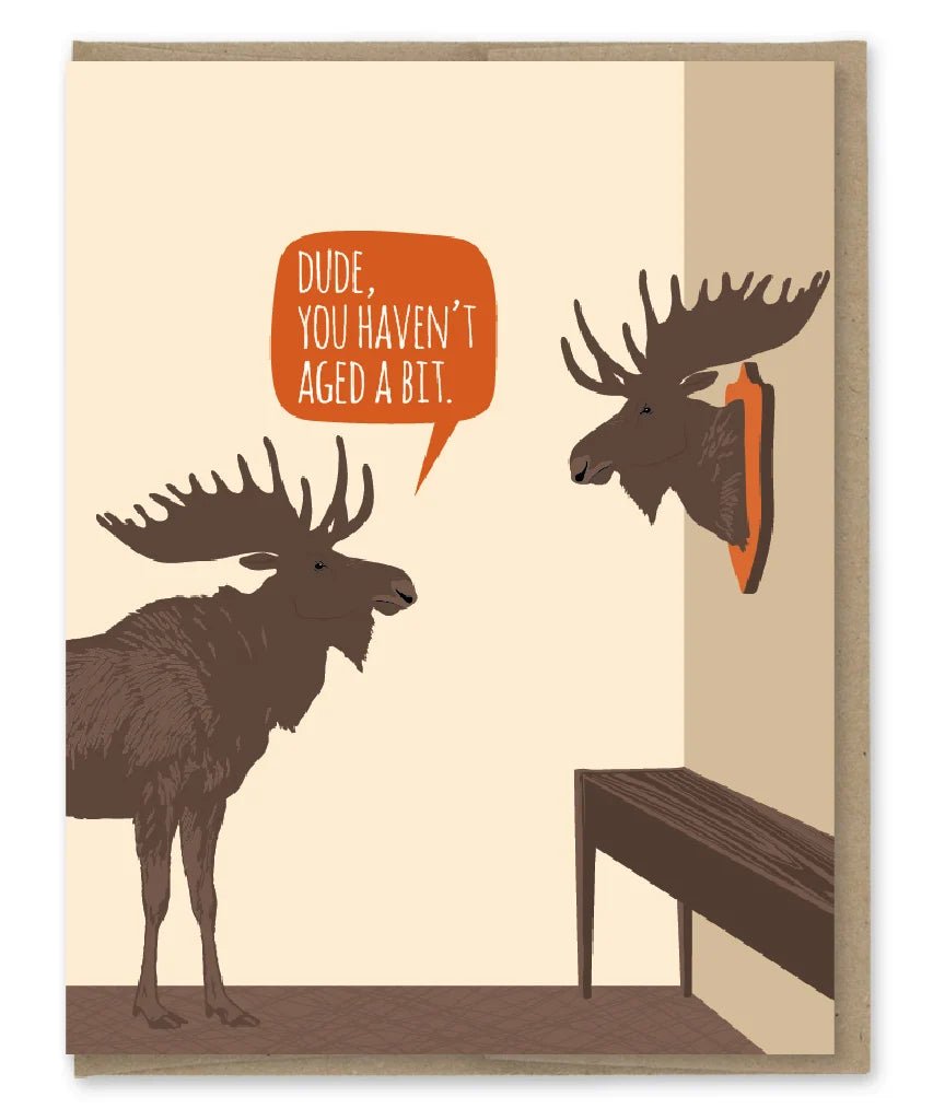 Rose & Lee Co Aged Moose Trophy Birthday Card Stationery