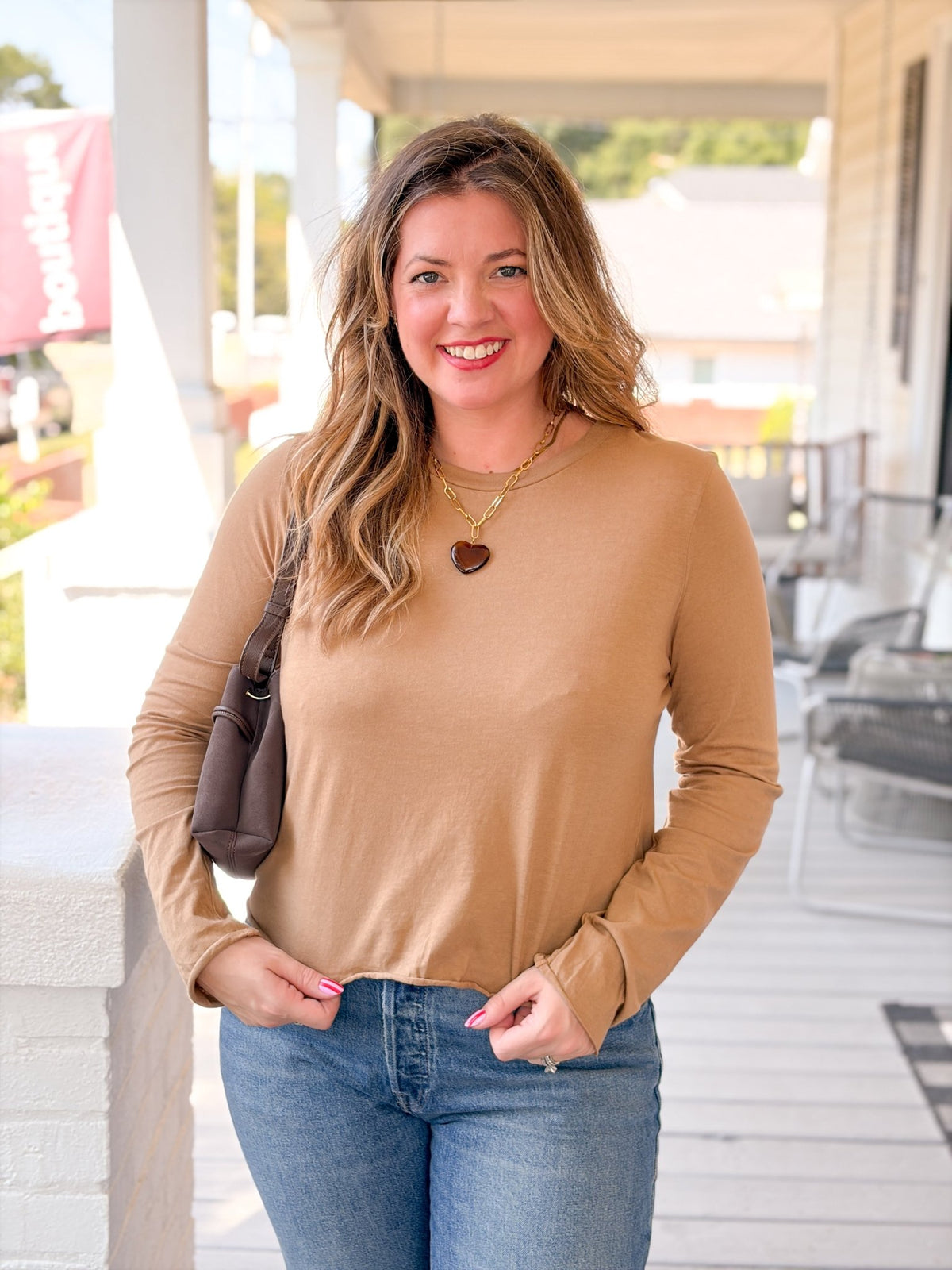 Rose & Lee Co Aiko Tee, Mocha by Michael Stars Long Sleeve