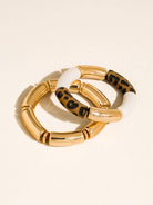 Aira Chunky Bangle Set, 18k Gold Leopard