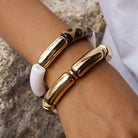 Aira Chunky Bangle Set, 18k Gold Leopard