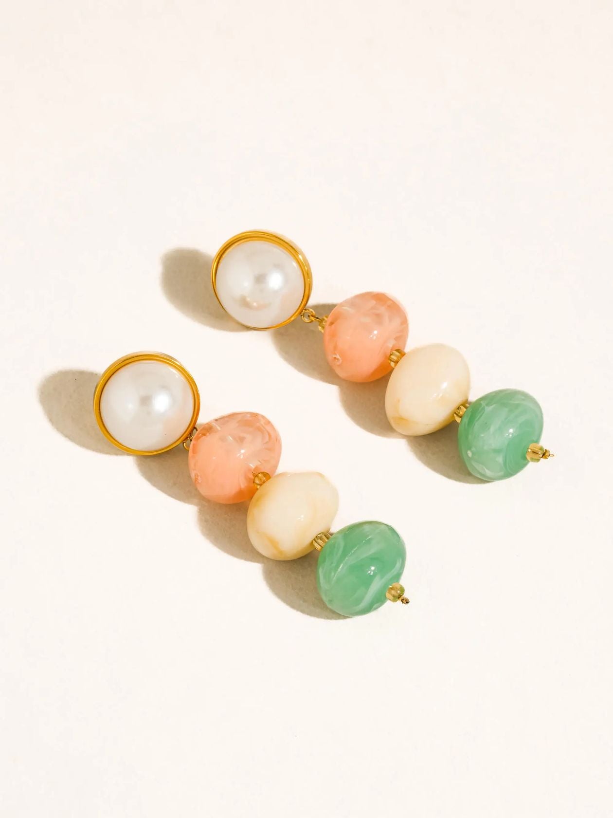 Rose & Lee Co Alani Pastel Beaded Earrings, 18k Gold Earrings