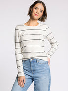 Ivory/Black Striped Long Sleeve Casual Top