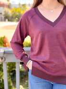 Rose & Lee Co Alena Top, Sangria Heather Sweatshirt & Hoodies
