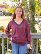 Rose & Lee Co Alena Top, Sangria Heather Sweatshirt & Hoodies