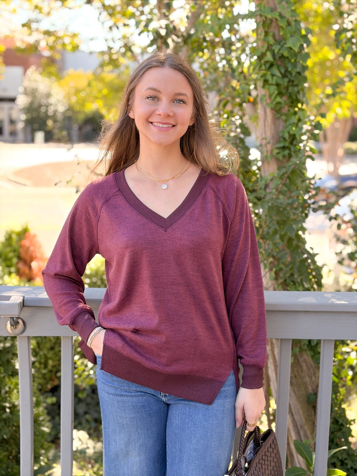 Rose & Lee Co Alena Top, Sangria Heather Sweatshirt & Hoodies