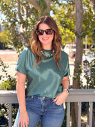 Rose & Lee Co Alexa Top, Teal Work Tops