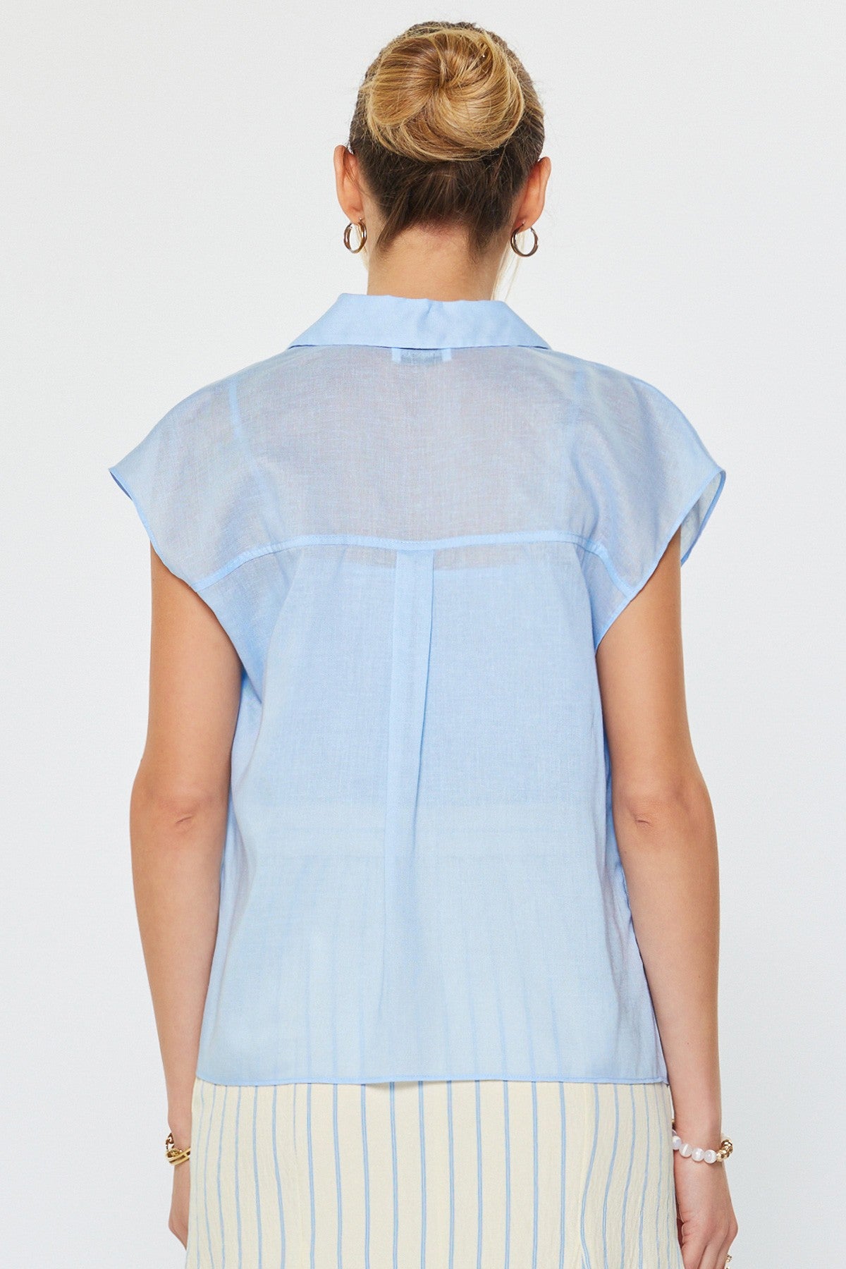 Rose & Lee Co Alice Top, Pale Blue Work Tops