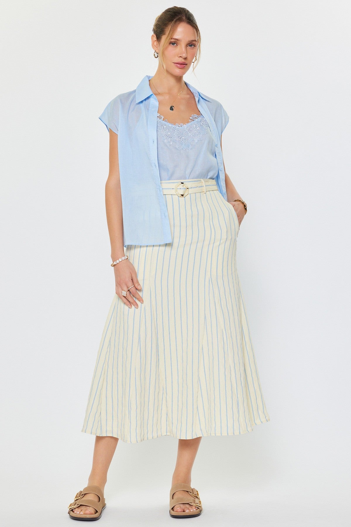 Rose & Lee Co Alice Top, Pale Blue Work Tops