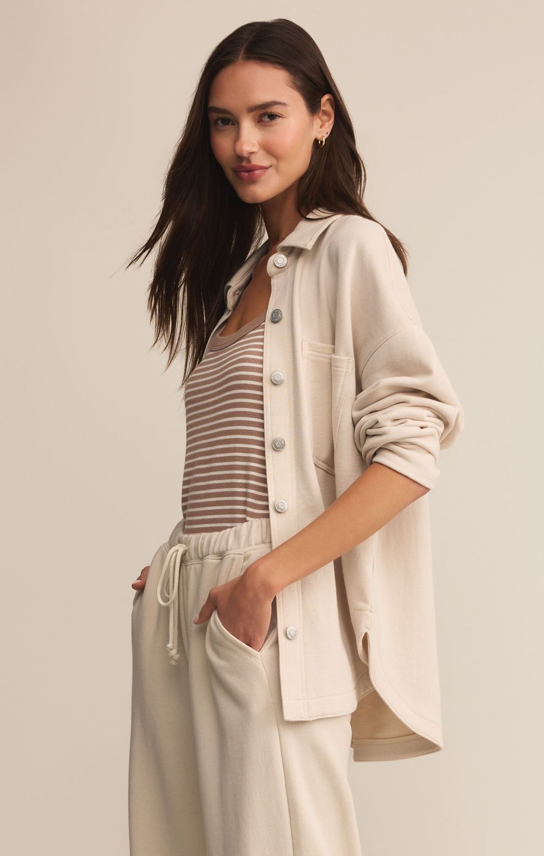 Lightweight Ivory Oversized Jacket