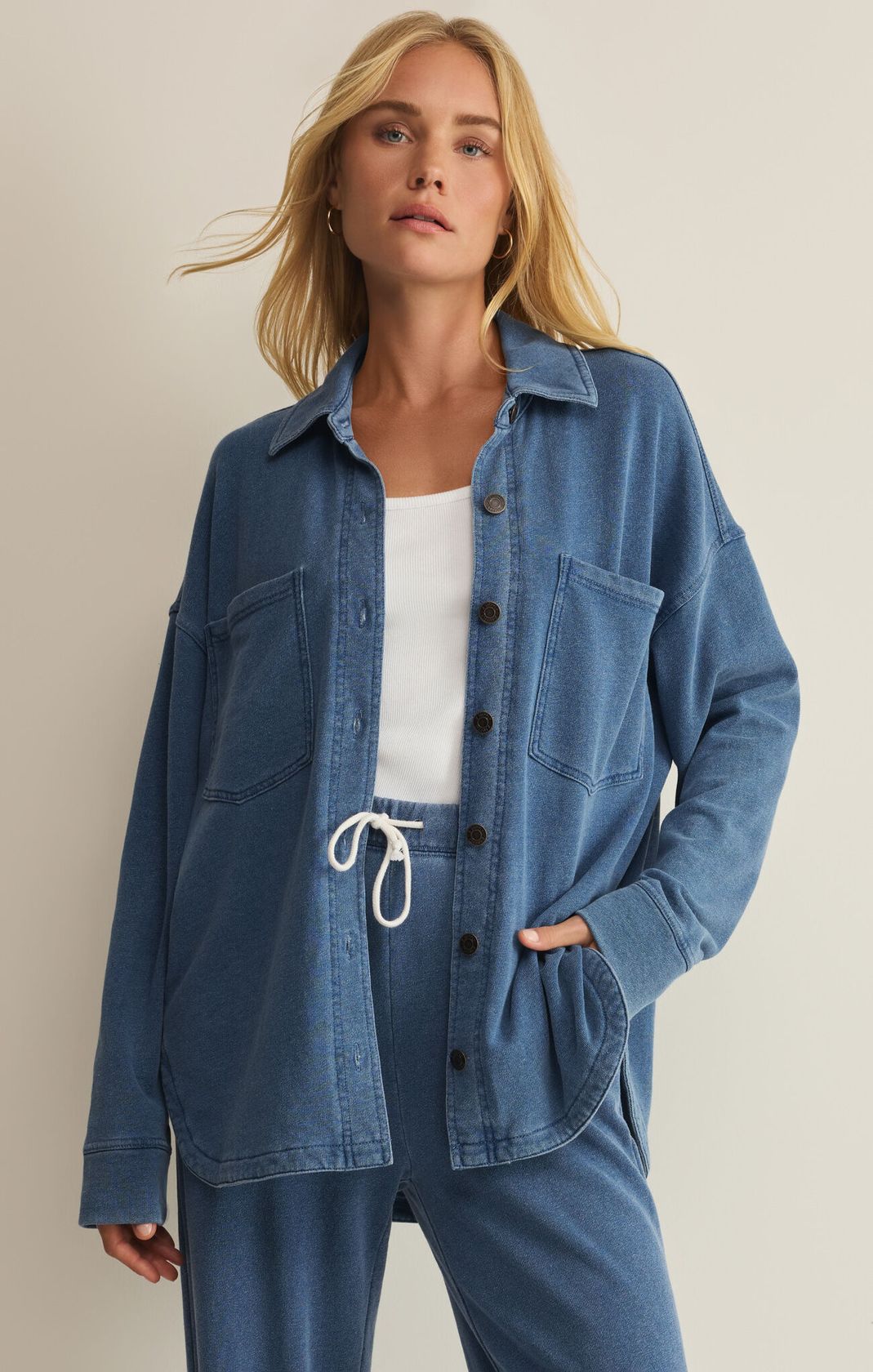 Blue Indigo Long Sleeve Lightweight Jacket