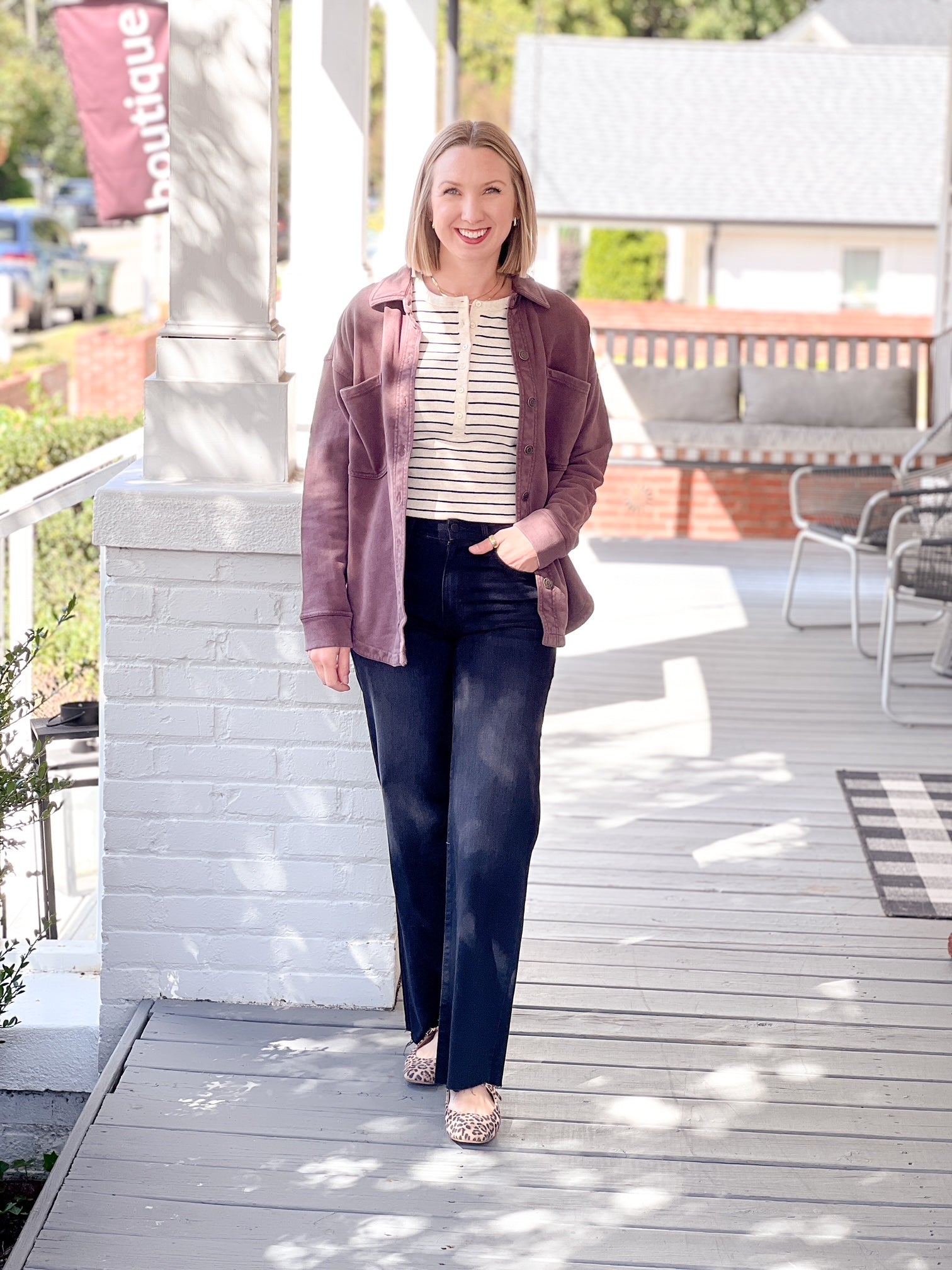 brown button up shacket