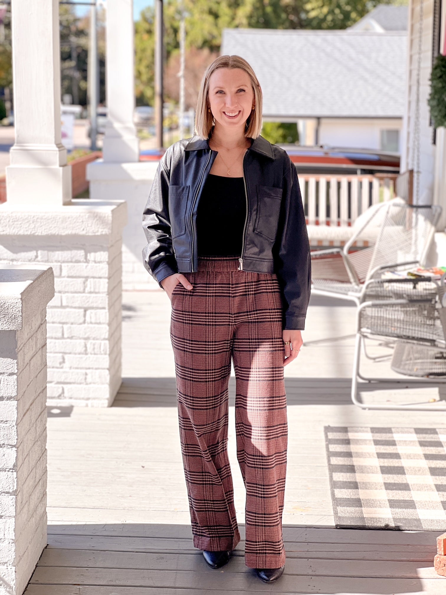 Warm Brown Plaid Trousers