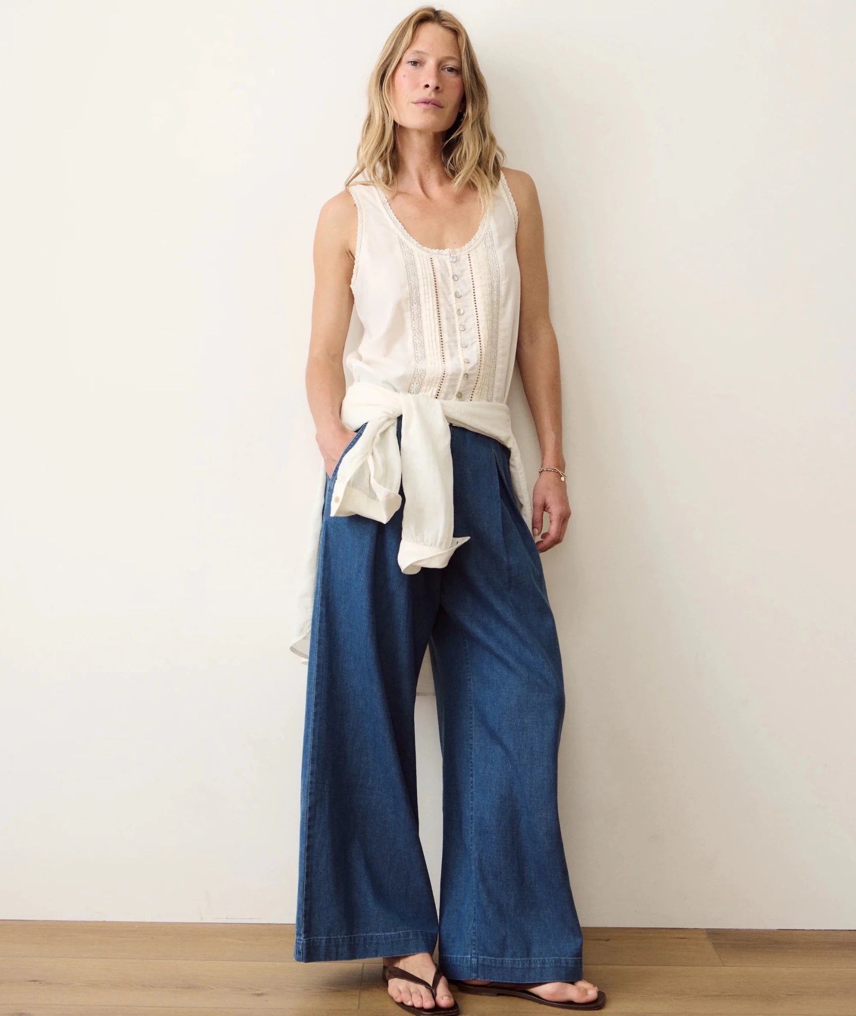 Rose & Lee Co Allison Denim Pants, Medium Wash by Marine Layer Denim