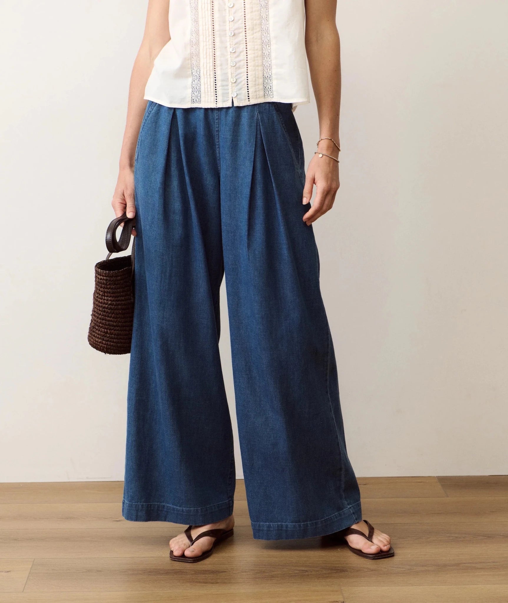 Rose & Lee Co Allison Denim Pants, Medium Wash by Marine Layer Denim