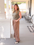Rose & Lee Co Allison Pleated Pants, Java by Marine Layer Pants